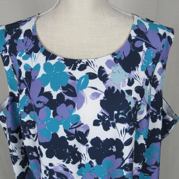 Jessica London Floral Multicolored Sleeveless Fully Lined Sleeveless Sheath Dres - Picture 2 of 9